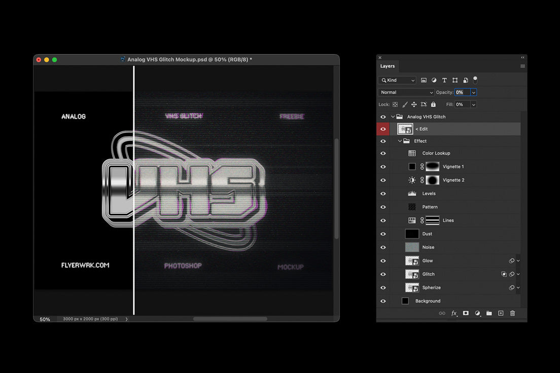 Analog VHS Glitch Mockup