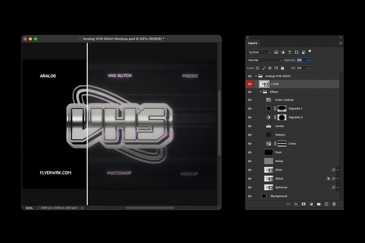 Analog VHS Glitch Mockup