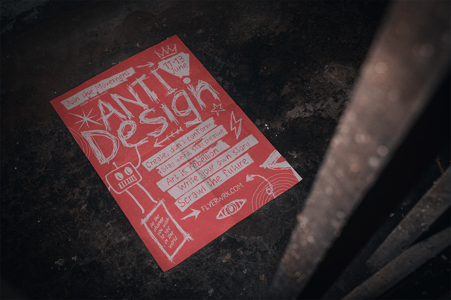 Basement A2 Poster Mockup - Floor Folds