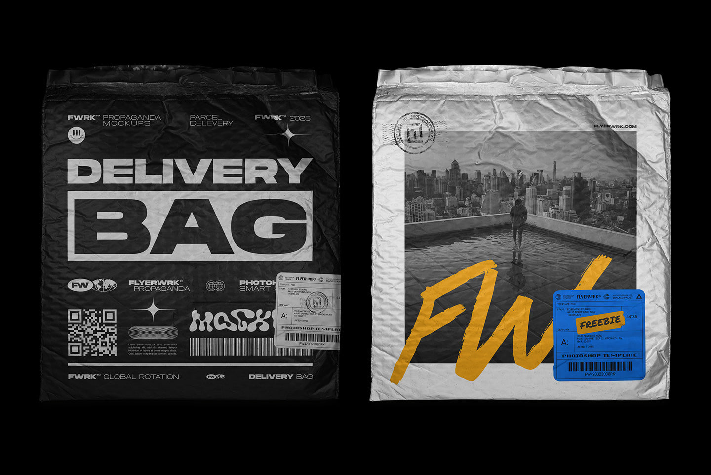 Crinkled Bubble Mailer Mockup