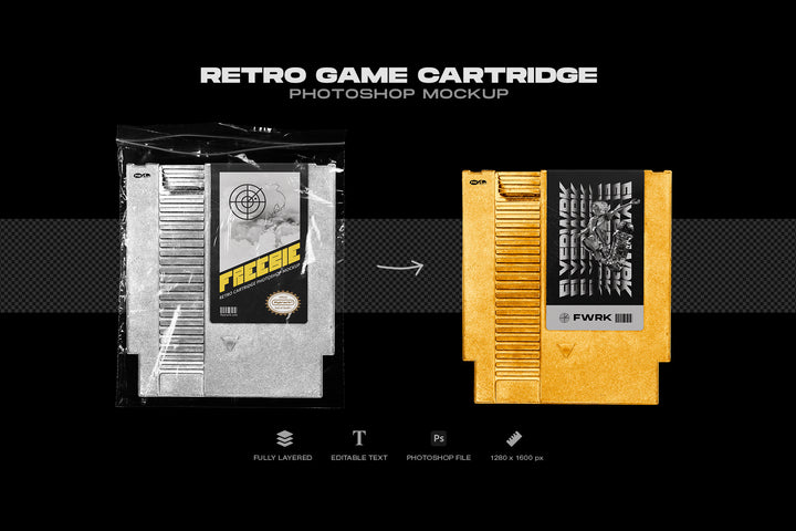 Retro Game Cartridge Mockup