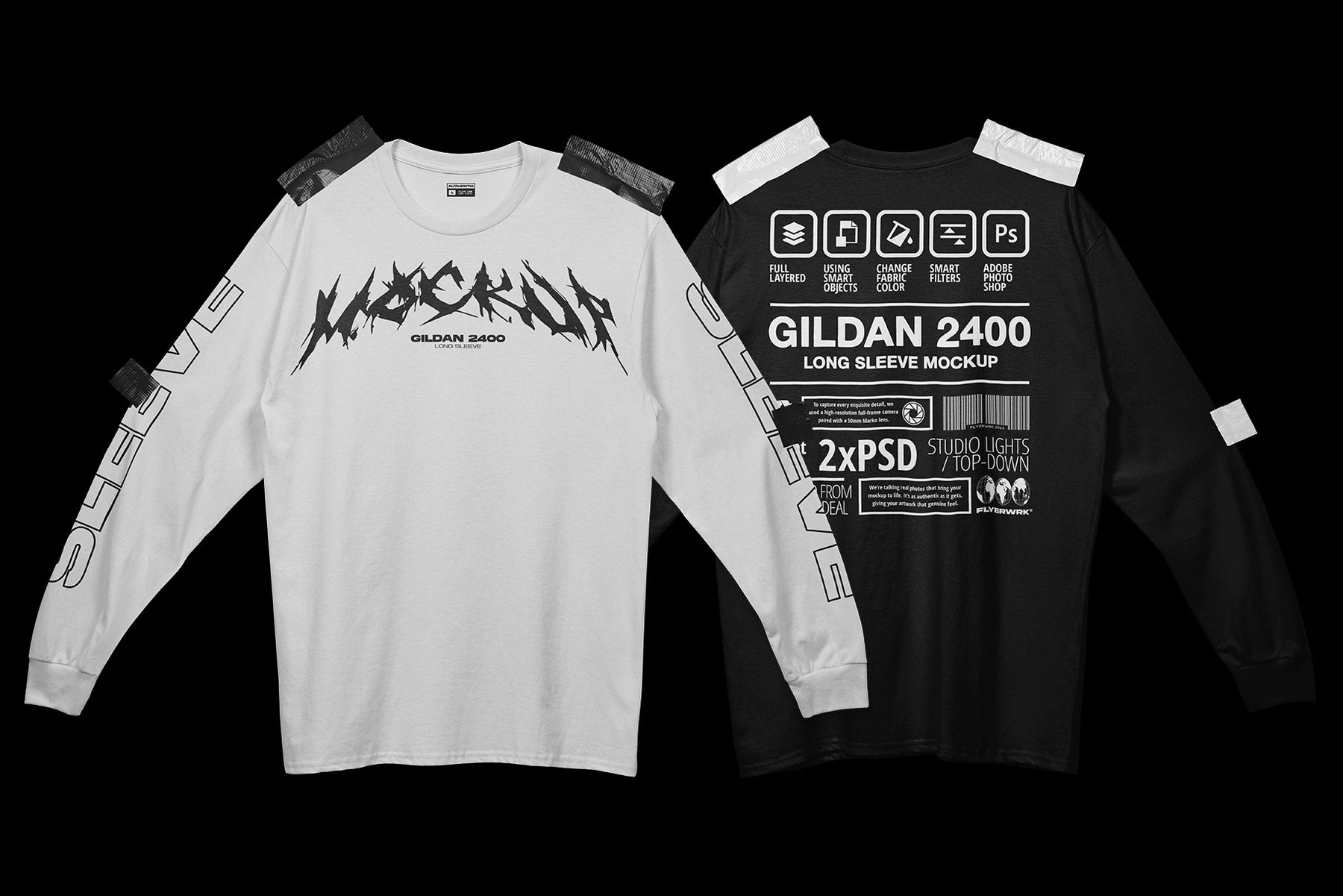 Shirt Mockup Black Shirt With White Long Sleeves Sleeve Mockup
