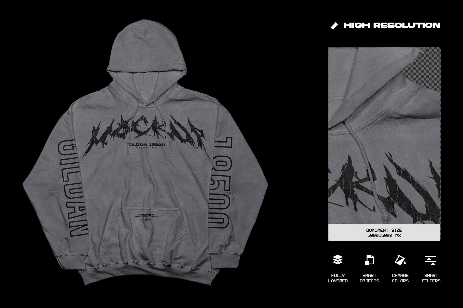 KNOSIS 蛇デザイン フーディ Mサイズ GILDAN Gildan 18500 Hoodie Mockup - Folded arms – flyerwrk