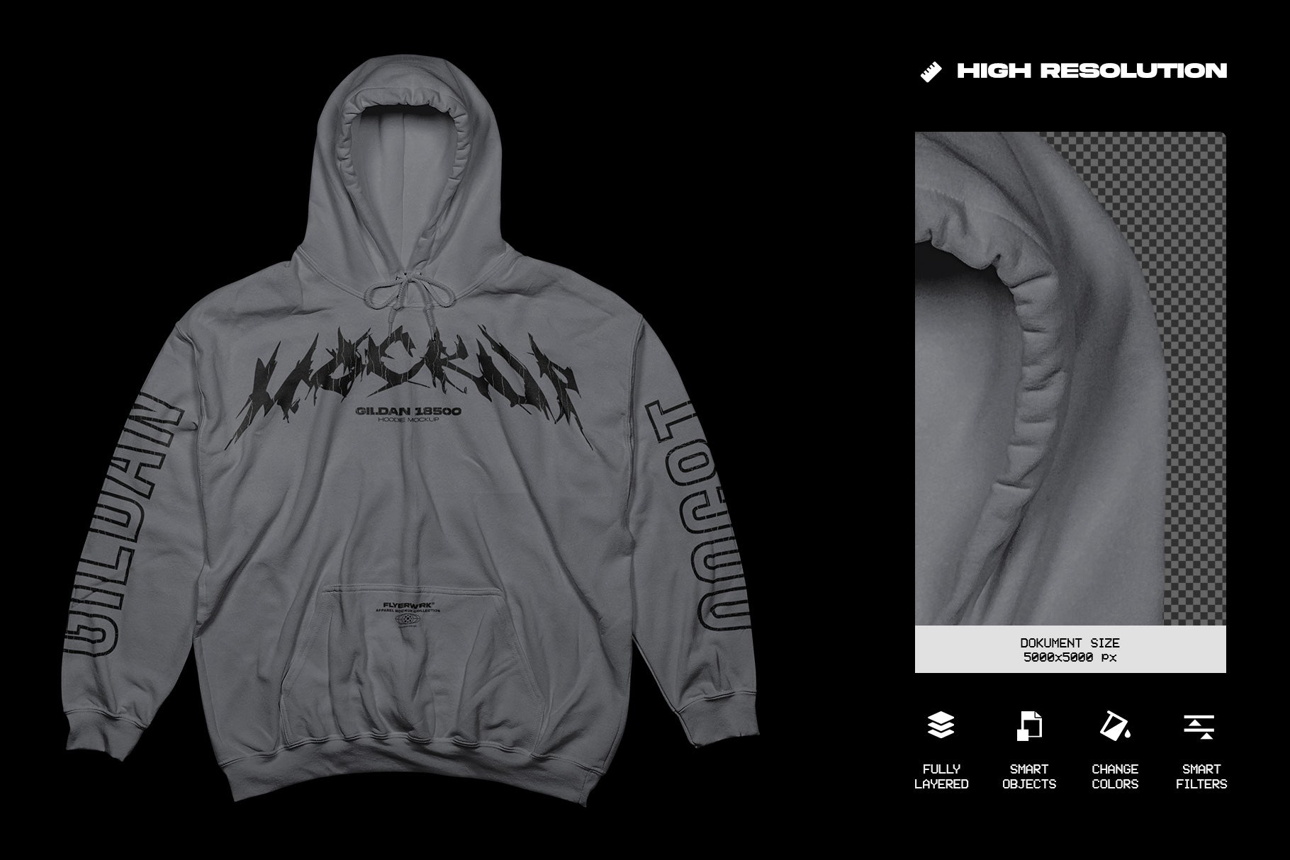 Gildan 18500 Hoodie Mockup - Front + side – flyerwrk