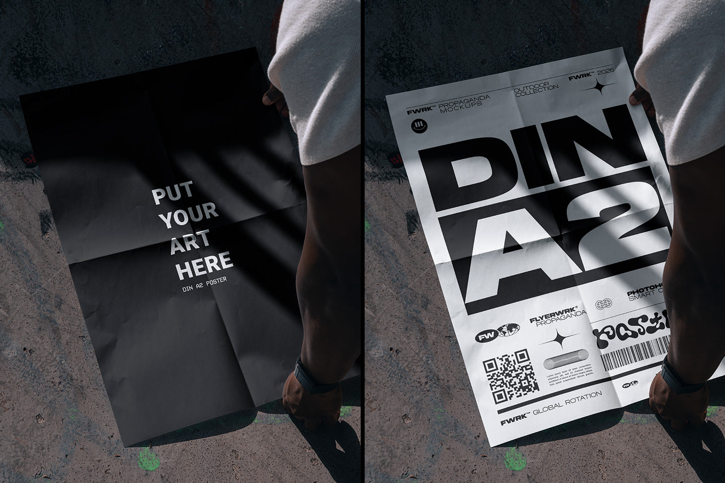 Outdoor A2 Poster Mockup Floor Closeup