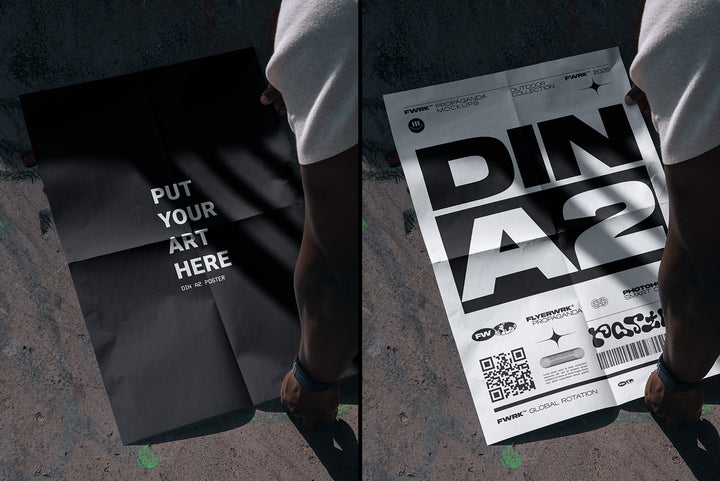 Outdoor A2 Poster Mockup Floor Closeup