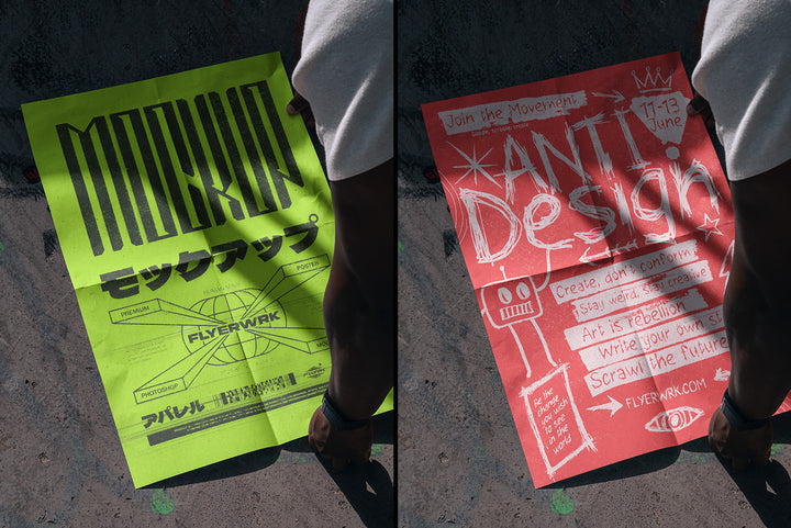 Outdoor A2 Poster Mockup Floor Closeup