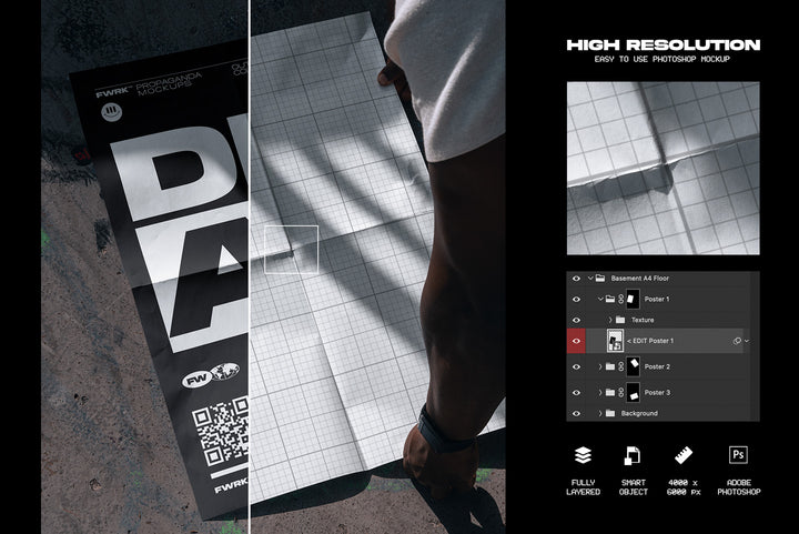 Outdoor A2 Poster Mockup Floor Closeup