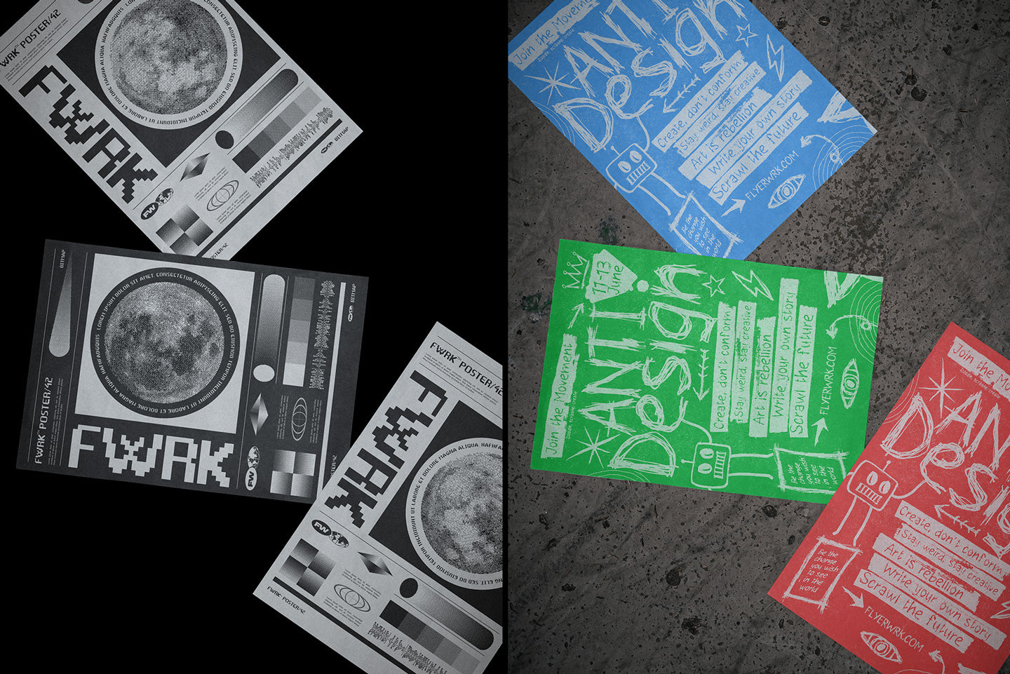 Outdoor A4 Poster Mockup - Floor Loose