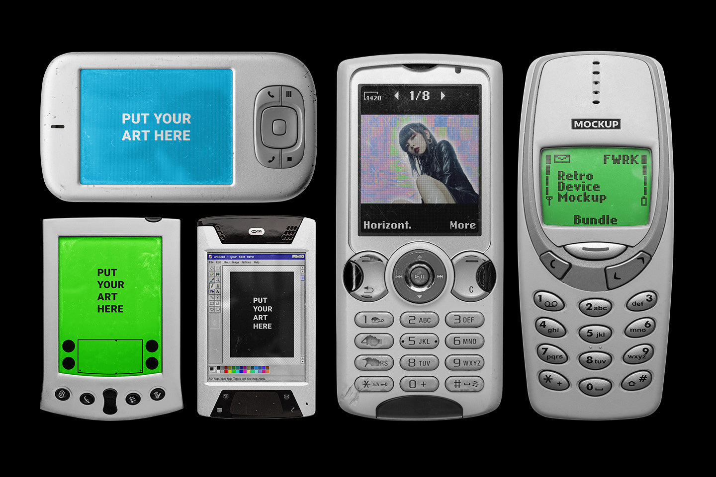 Retro Mobile Smart Device Mockup Bundle