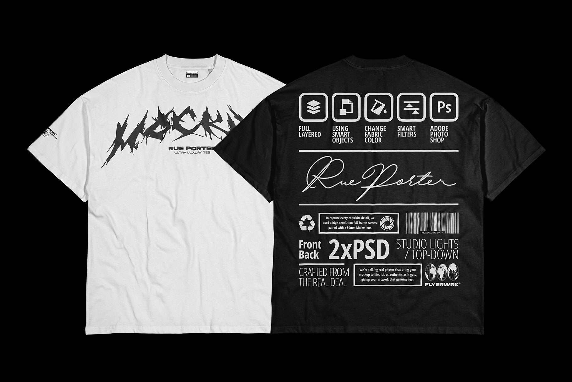 Rue Porter T-shirt Mockup Wrinkled