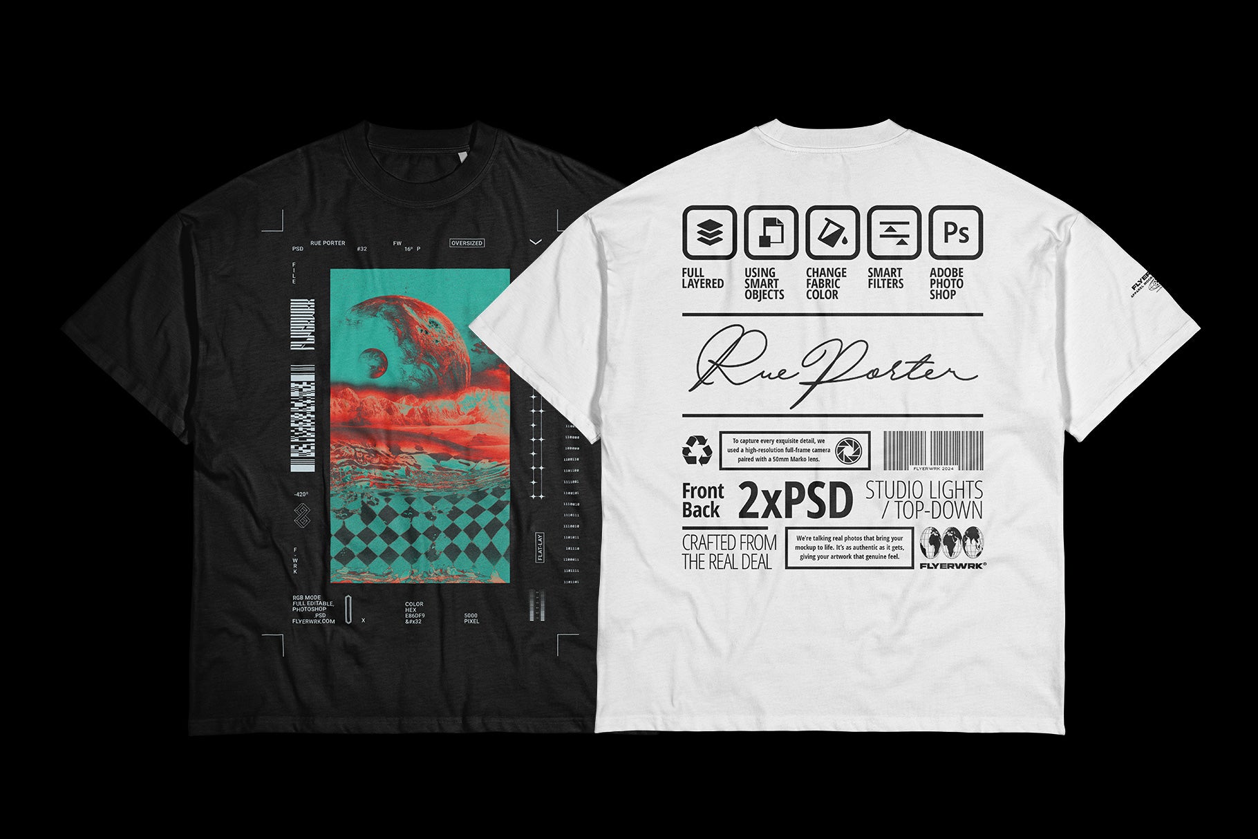 Rue Porter T-shirt Mockup Wrinkled