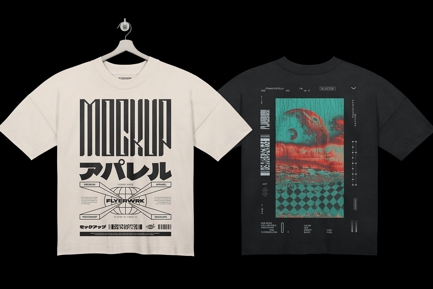 Stanley Stella Blaster T-shirt Mockup - Hanging