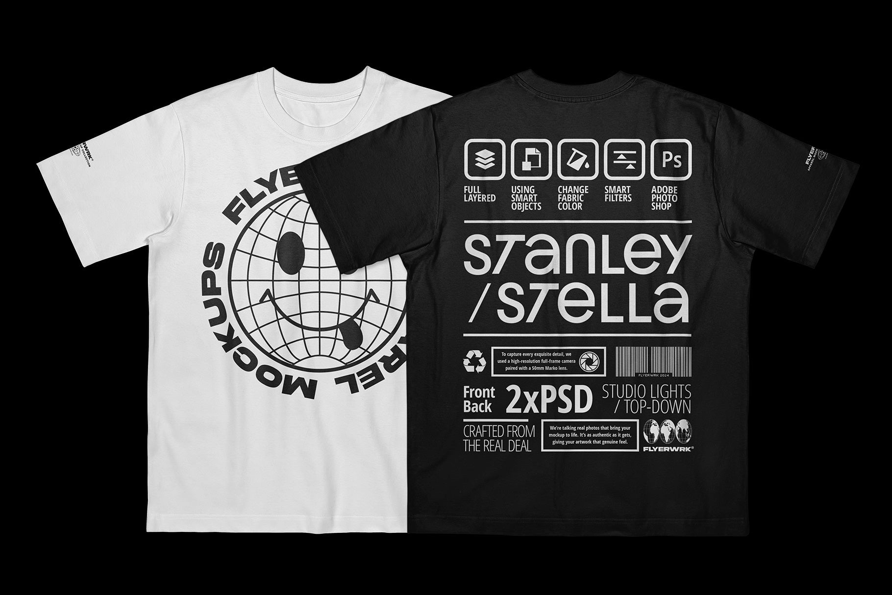 Stanley Stella T-shirt Mockup - Flat lay