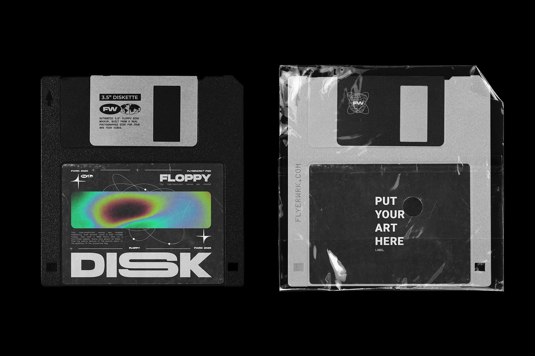 Vintage Floppy Disk Mockup