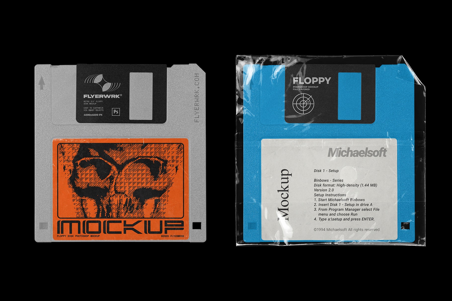 Vintage Floppy Disk Mockup