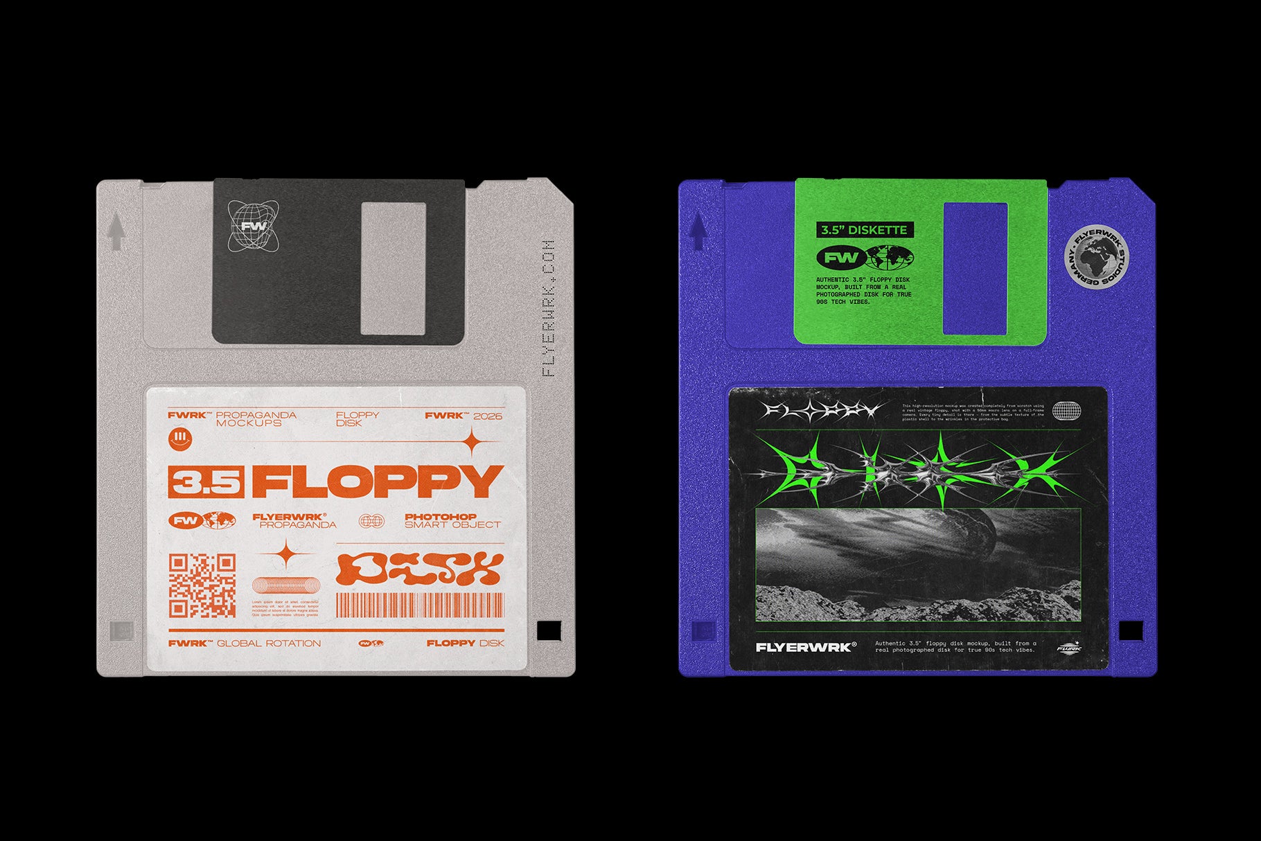 Vintage Floppy Disk Mockup