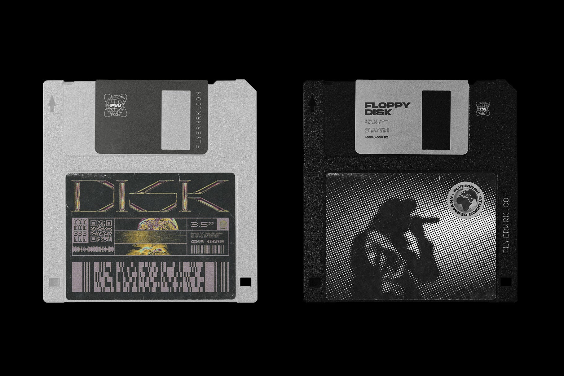 Vintage Floppy Disk Mockup